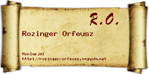 Rozinger Orfeusz névjegykártya